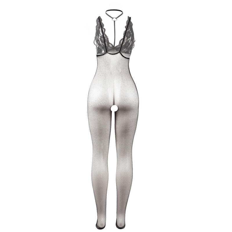 Subblime - 951993 Transparenter Netz-Bodystocking rückenfrei Schwarz Einheitsgröße