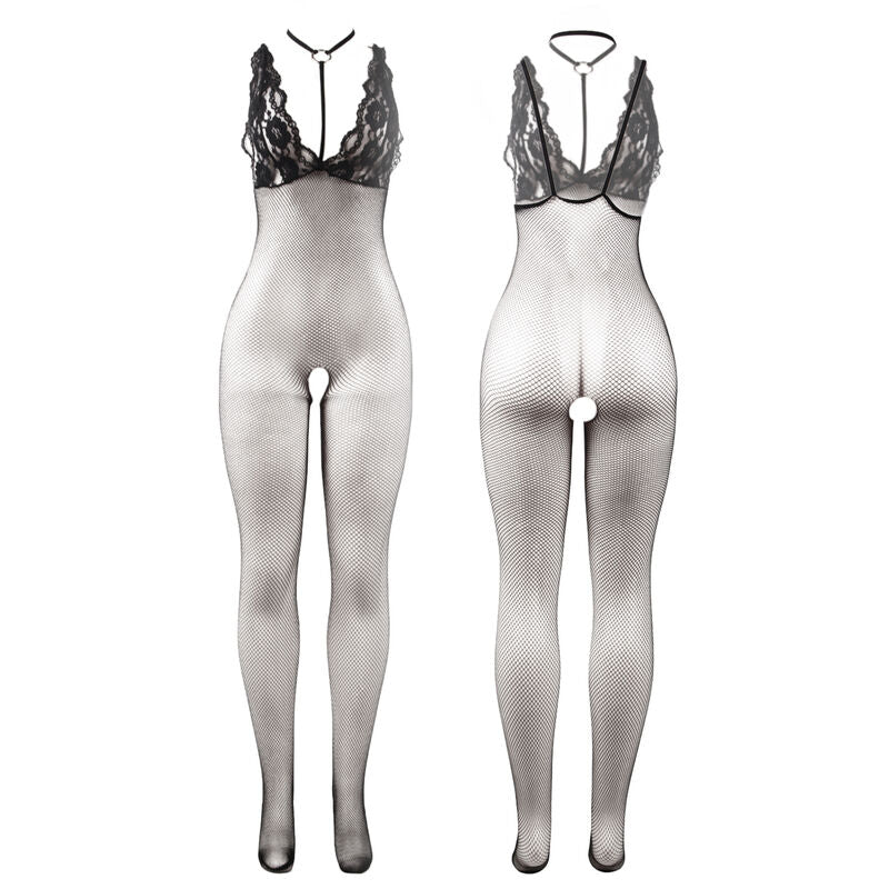 Subblime - 951993 Transparenter Netz-Bodystocking rückenfrei Schwarz Einheitsgröße