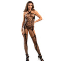 Subblime - 952105 Netz-Bodystocking ohne Schritt mit Neckholder-Ausschnitt und offenem Rücken, Schwarz, Einheitsgröße