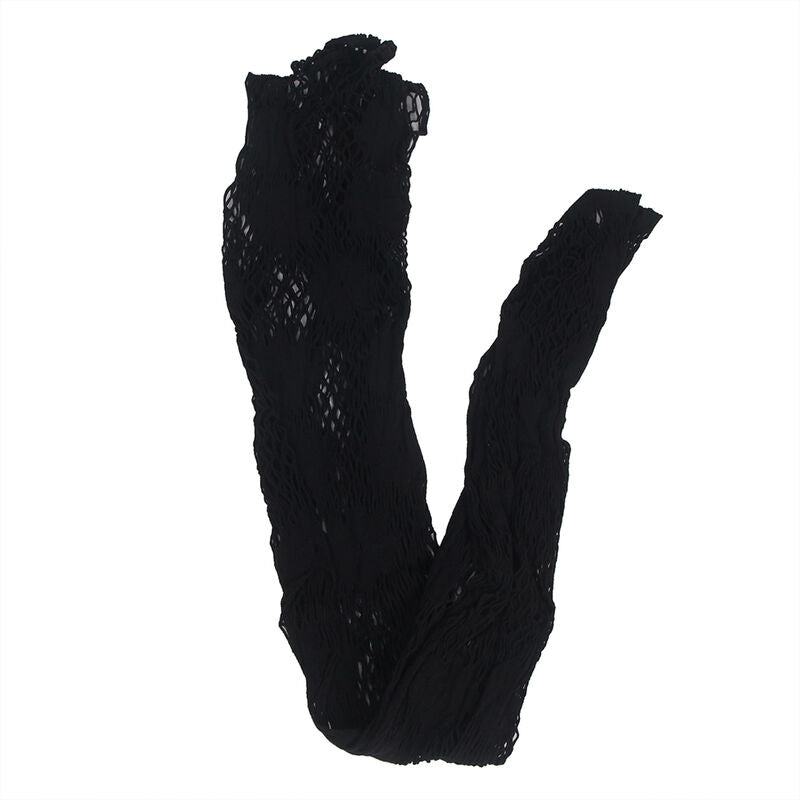Subblime - 952129 Netz-Bodystocking in Kleid-Optik mit floralen Details Schwarz Einheitsgröße