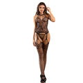 Subblime - 952136 Bodystocking Sem Fundo de Rede com Detalhes Florais e Decote Halter Preto Tamanho Único