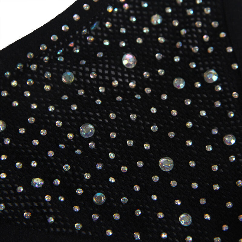Subblime - 952174 Netz-Bodystocking mit Handschuhen und Strasssteinen Schwarz Einheitsgröße