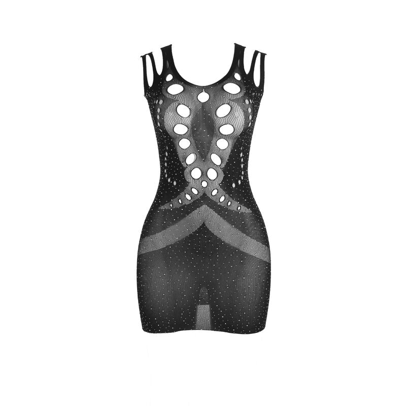 Subblime - 952198 Netz-Kleid mit glänzenden Diamanten Schwarz Einheitsgröße