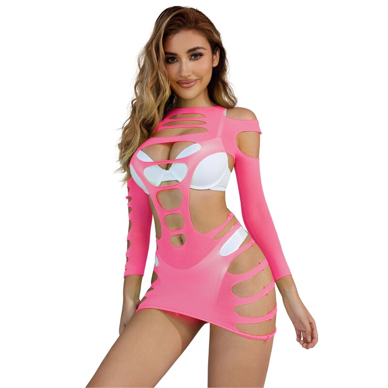 Subblime - 952273 Vestido Manga Longa com Rede Elástica Rosa Tamanho Único