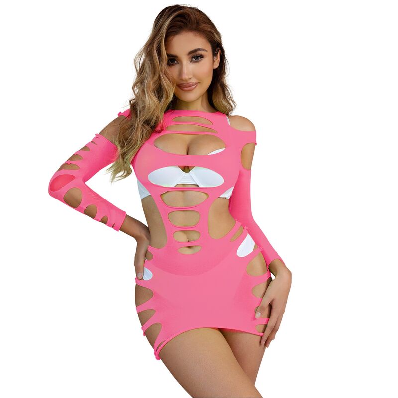 Subblime - 952273 Vestido Manga Longa com Rede Elástica Rosa Tamanho Único