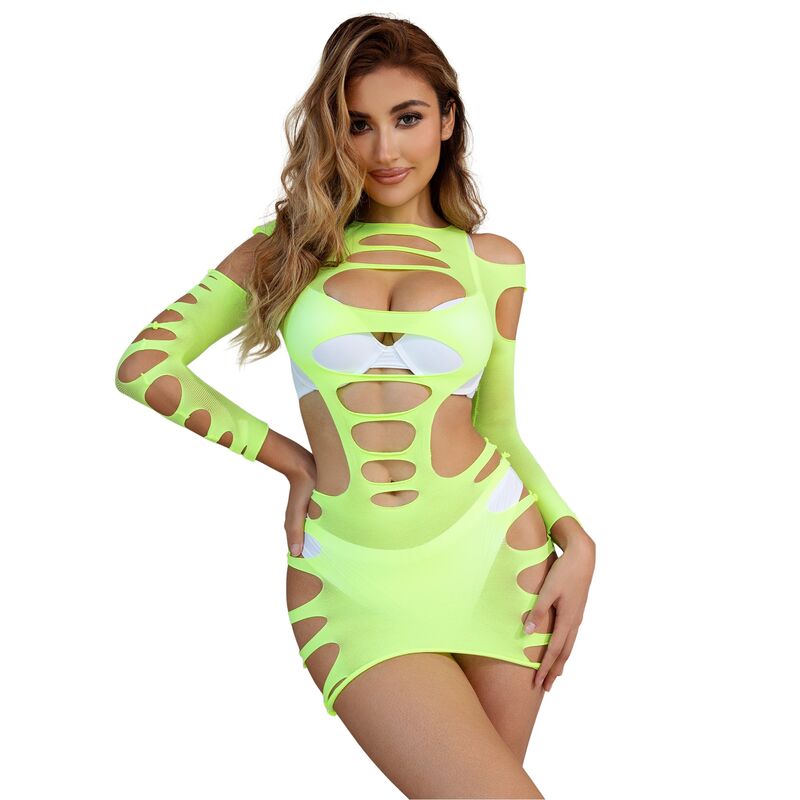 Subblime - 952280 Vestido Verde Manga Longa com Rede Elástica Tamanho Único