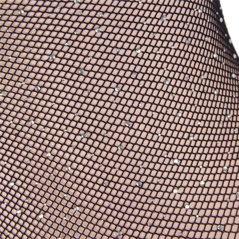 Subblime - 952297 Body de Rede Arrastadora Brilhante com Ombros de Fora Manga Longa Preto Tamanho Único