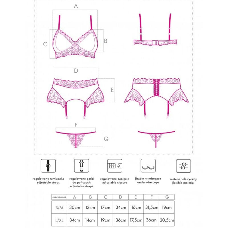 Livco Corsetti Fashion - Nahir Lc 20214 Sutiã + Calcinha + Cinto-Liga L/XL