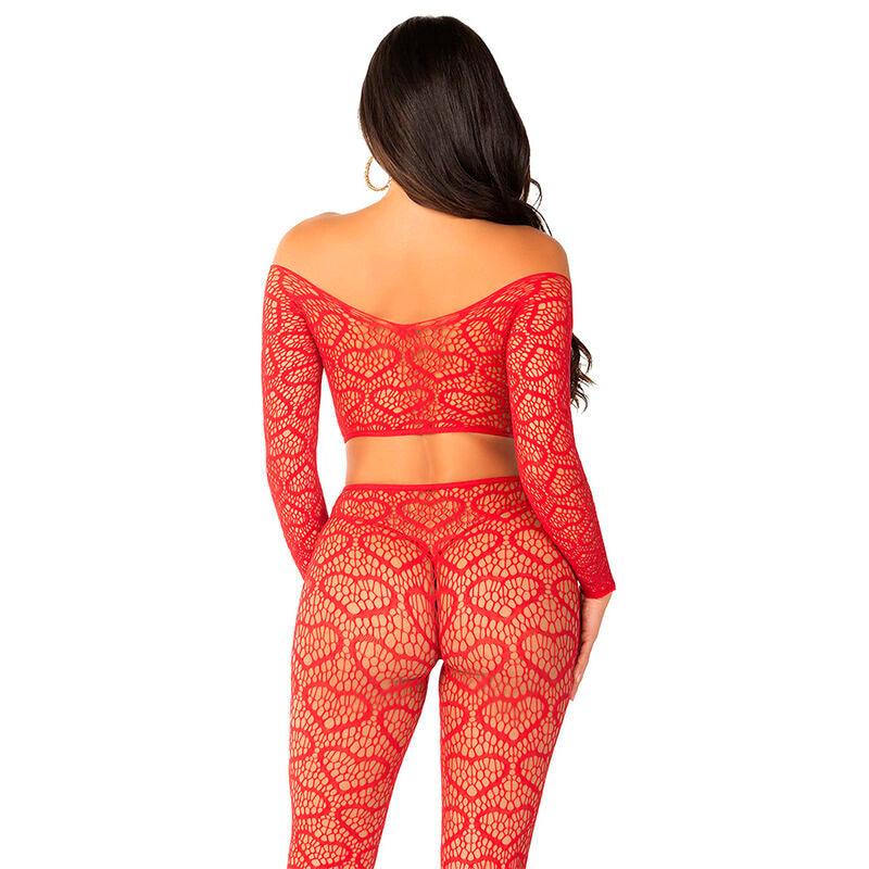 Leg Avenue – bauchfreies Oberteil + rote Strümpfe, Einheitsgröße