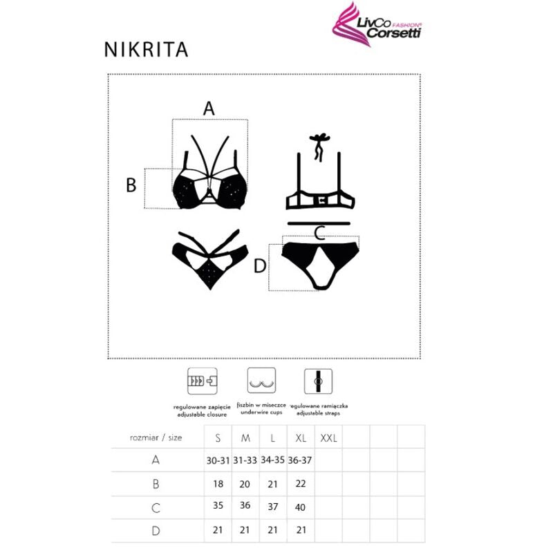 Livco Corsetti Fashion - Nikrita Lc 90647 Schwarzer BH + Slip M