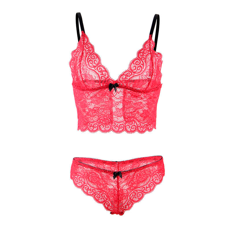 Subblime - 953898 Seiden- und Spitzen-Nachthemd + Slip Rot S/M