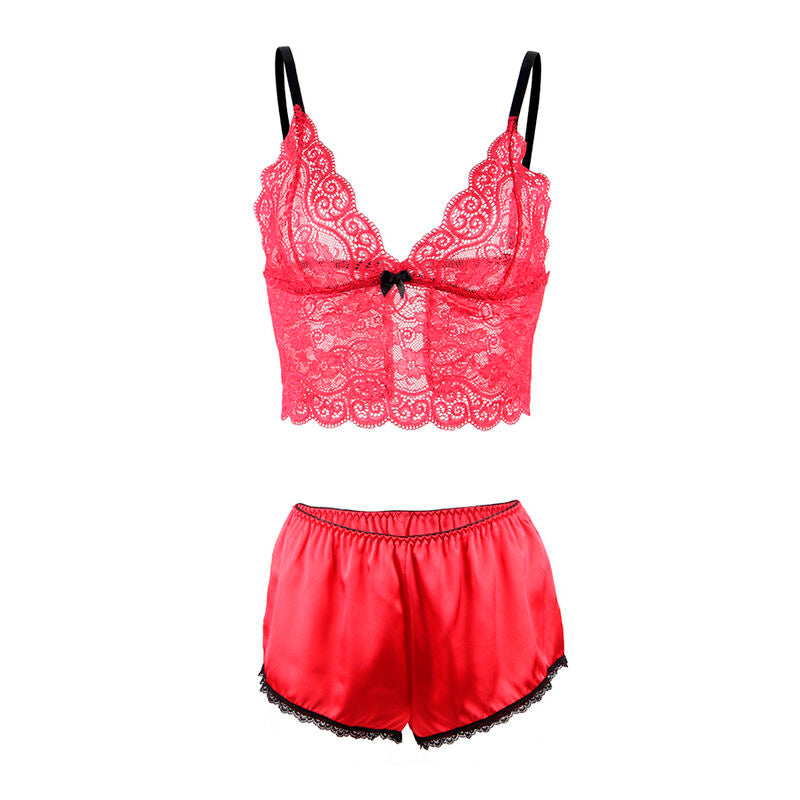 Subblime - 953904 Camisola de Seda e Renda + Calcinha Vermelha L/XL