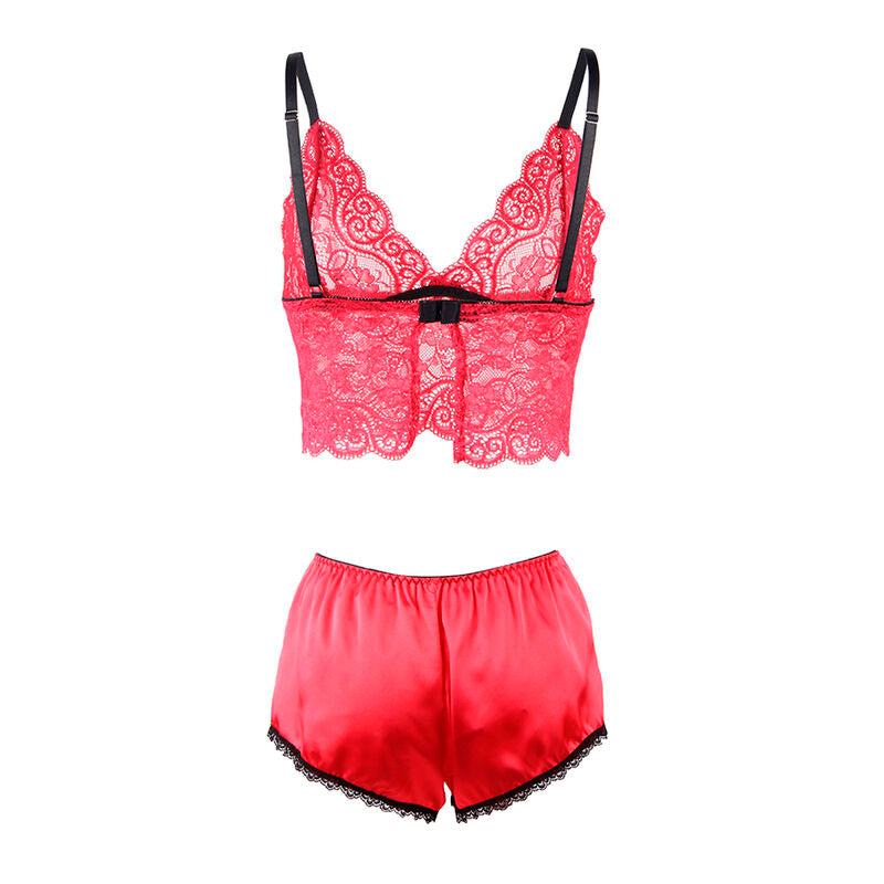 Subblime - 953904 Camisola de Seda e Renda + Calcinha Vermelha L/XL
