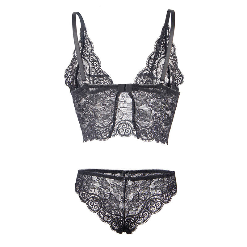 Subblime - 953928 Camisola de Seda e Renda + Calcinha Preta L/XL