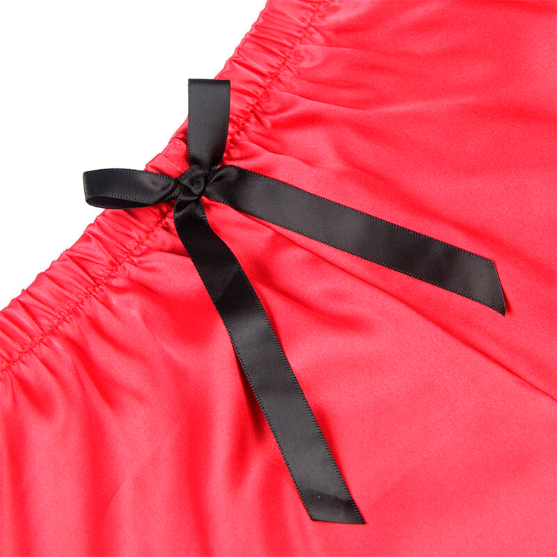 Subblime - 953966 Camisola de Seda Casual + Calça de Renda Preta/Vermelha L/XL