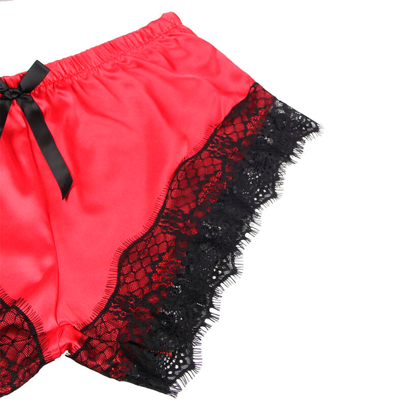 Subblime - 953966 Camisola de Seda Casual + Calça de Renda Preta/Vermelha L/XL