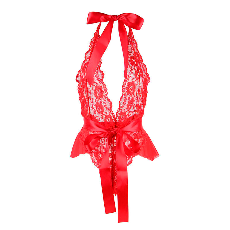 Subblime - 953973 Sexy Body mit Rüschen + roter Gürtel S/M