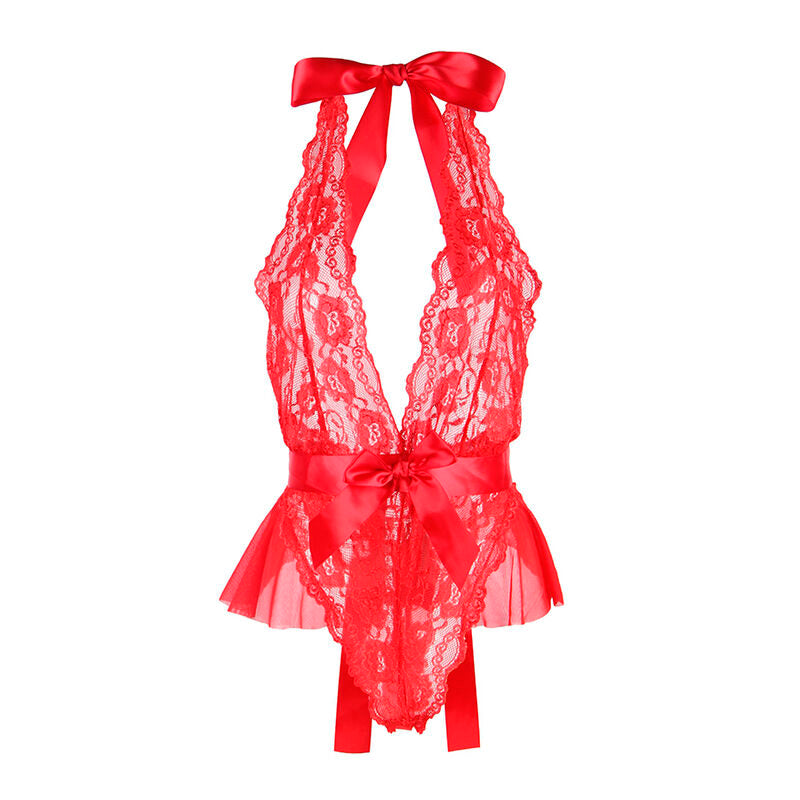 Subblime - 953973 Sexy Body mit Rüschen + roter Gürtel S/M