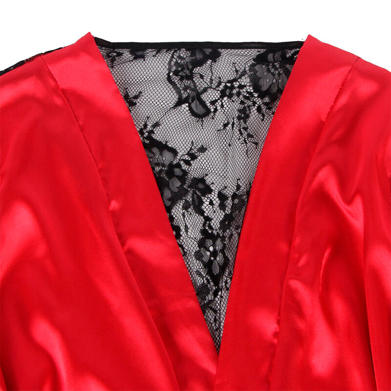 Subblime - 954024 Camisola de Renda Transparente Nas Costas + Tanga Vermelho/Preto L/XL
