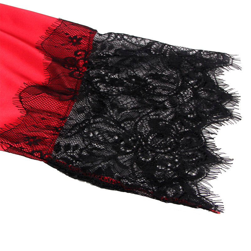 Subblime - 954024 Camisola de Renda Transparente Nas Costas + Tanga Vermelho/Preto L/XL