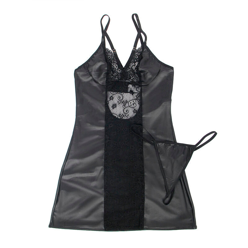 Subblime - 954161 Vestido + Tanga Couro Preto S/M