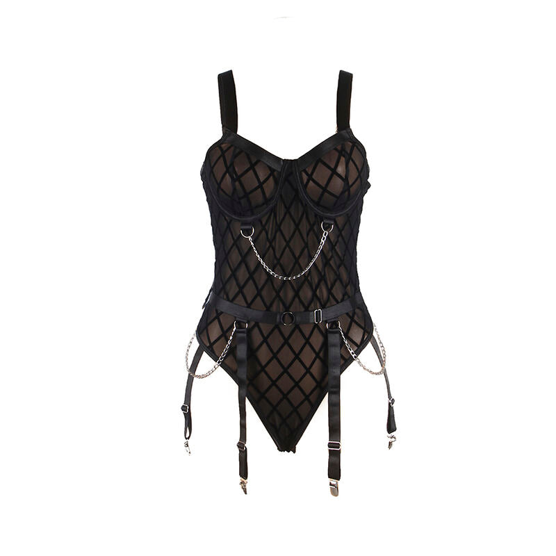 Subblime - 954260 Body com Correntes + Cinta-Liga Preto S/M
