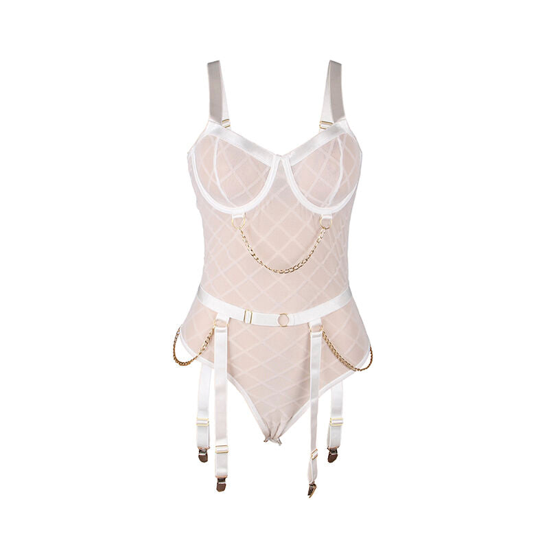 Subblime - 954284 Body com Correntes + Cinta-Liga Branco S/M