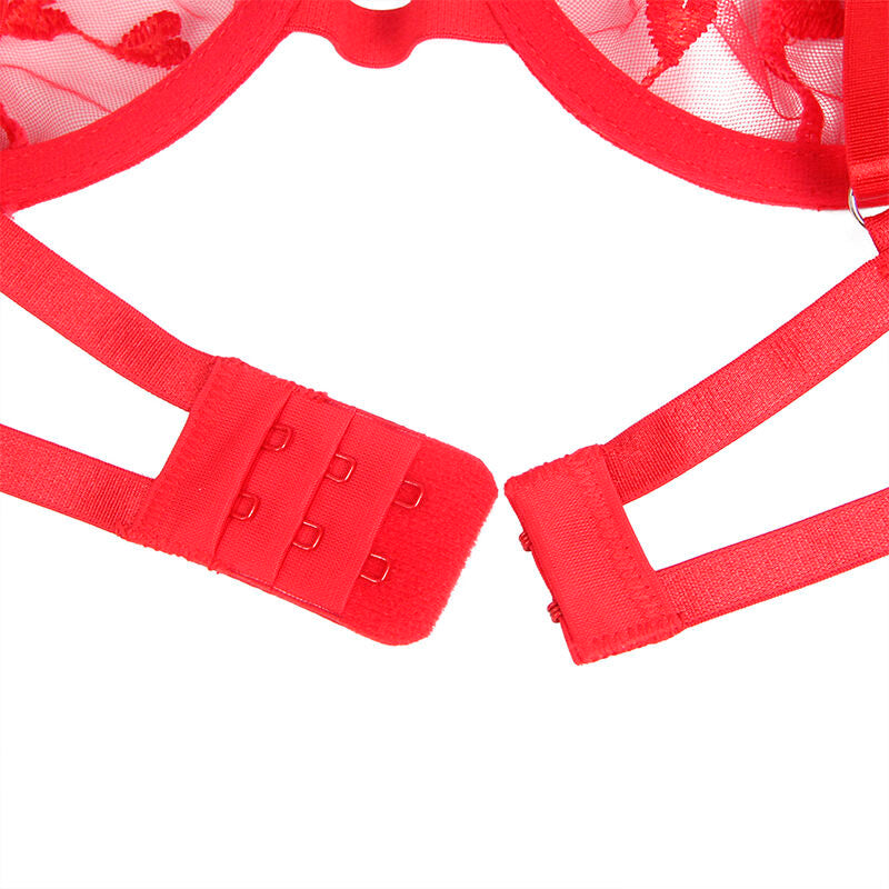 Subblime - 954338 Sutiã com Estampa de Coração + Tanga + Cinto-Liga Vermelho L/XL