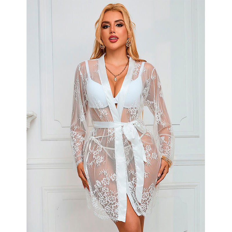 Subblime - 954376 Camisola de Noite Manga Comprida com Design Floral Branco L/XL