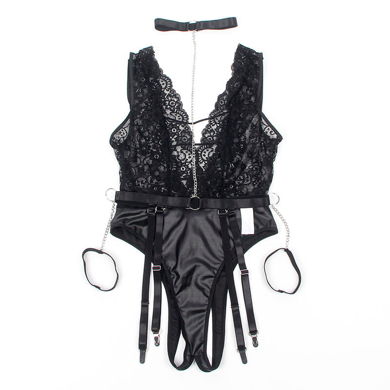 Subblime - 954383 Body Sexy com Cinta-Liga Preto S/M