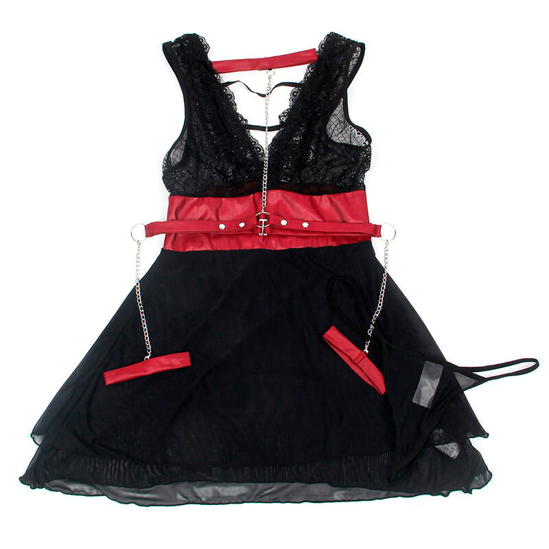 Subblime - 954437 Schwarzes Spitzen-Bondage-Kleid L/XL