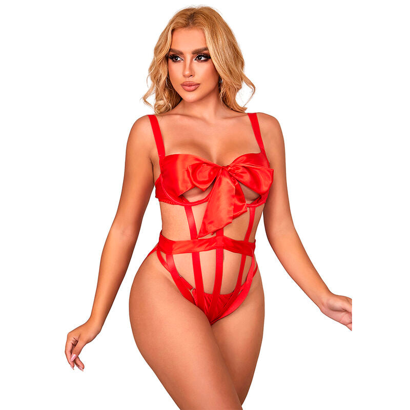 Subblime - 954468 Offener sexy Body mit roter Schleife S/M