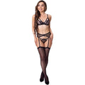 Livco Corsetti Fashion - Keila Lc 20245 Sutiã + Cinto-Liga + Calcinha Preto S/M