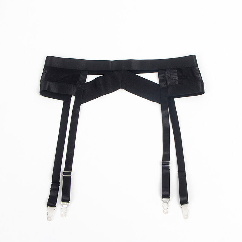 Subblime - 955236 Schwarzer Bondage-BH mit Strumpfhalter-Set S/M
