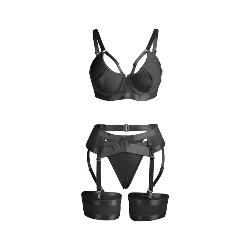 Subblime - 955243 Bondage-BH Schwarz mit Strapsgürtel-Set L/XL