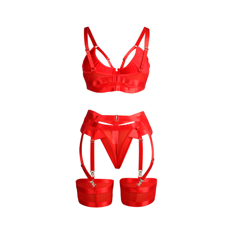 Subblime - 955267 Roter Bondage-BH mit Strumpfhalter-Set L/XL