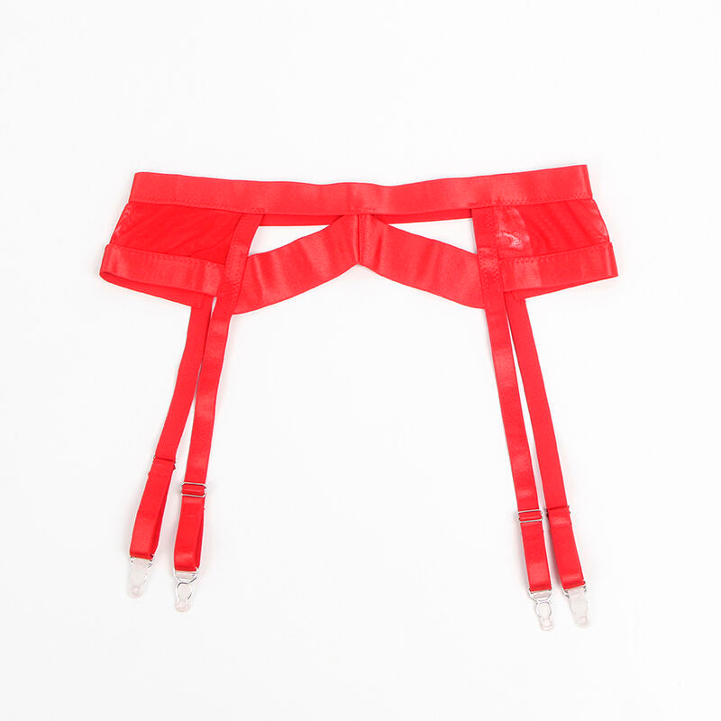 Subblime - 955267 Roter Bondage-BH mit Strumpfhalter-Set L/XL