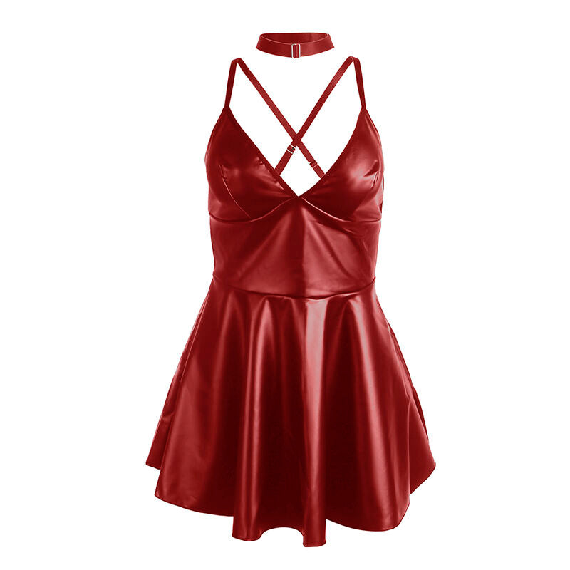 Subblime - 955403 Kleid mit weinroten Lederriemen L/XL