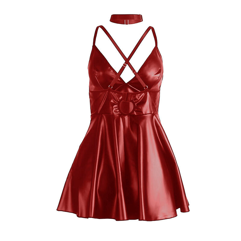 Subblime - 955403 Kleid mit weinroten Lederriemen L/XL