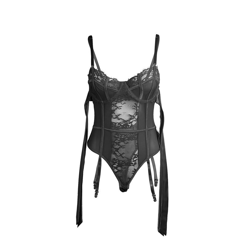 Subblime - 955502 Body de Renda com Laços e Ligas Preto L/XL