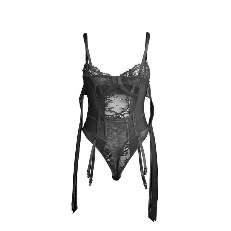 Subblime - 955502 Body de Renda com Laços e Ligas Preto L/XL