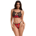 Subblime - 955540 Rotes Leder-BH-Set mit Netz-Reißverschluss L/XL