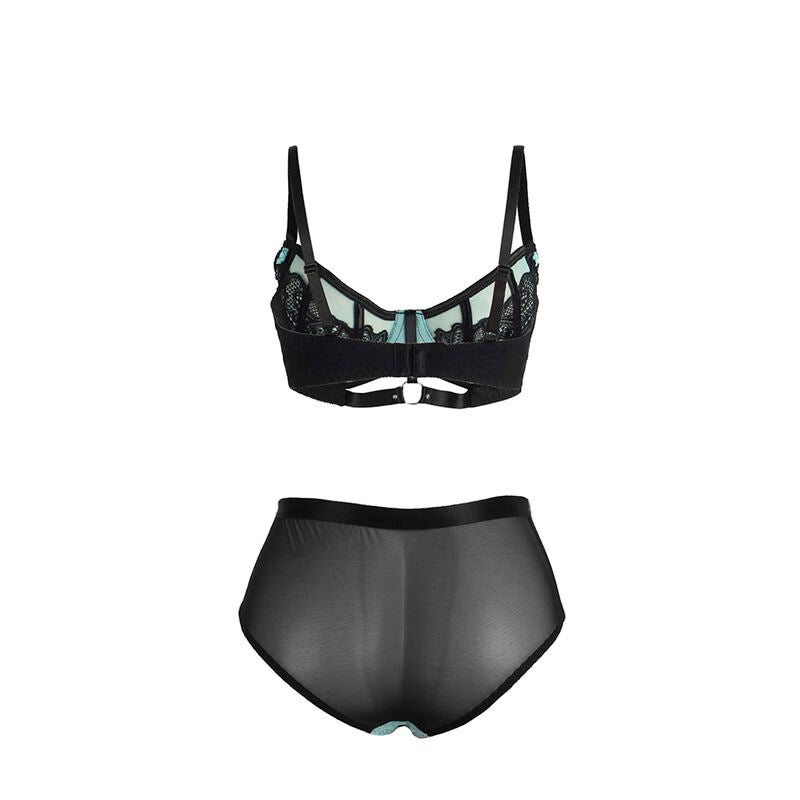 Subblime - 955564 Grünes Leder-BH-Set mit Netzreißverschluss L/XL