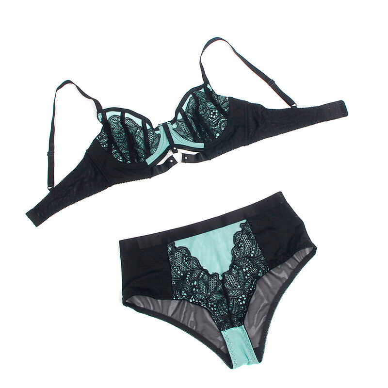Subblime - 955557 Grünes Leder-BH-Set mit Netz-Reißverschluss S/M