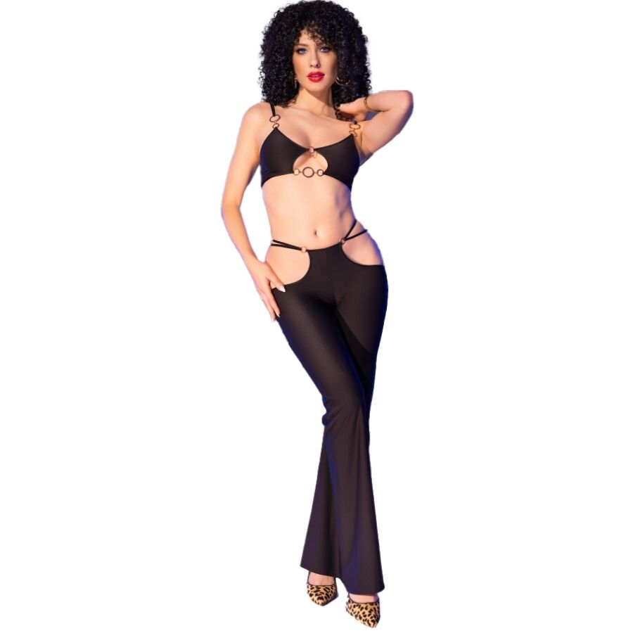 Chilirose - Cr 4851 Set aus Top und Leggings in Schwarz mit goldenen Accessoires M