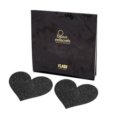 Bijoux - Indiscrets Flash Black Heart Nipple Pasties