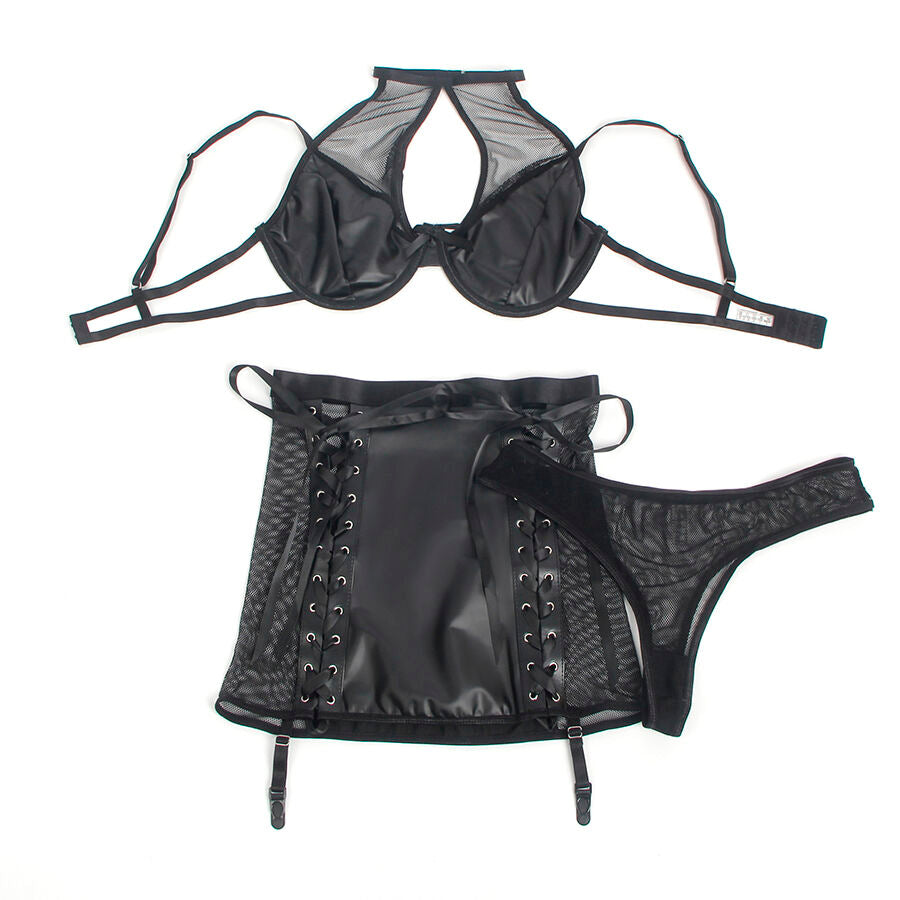 Subblime - 957599 Schwarzes BH- und Lederrock-Set L/XL