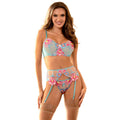 Subblime - 957650 Conjunto de Sutiã e Cinto-Liga com Bordado de Flores Rosa L/XL