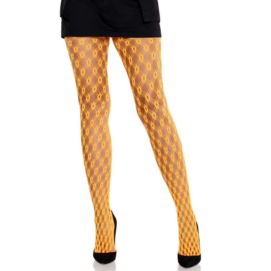 Leg Avenue - Spitzenhose mit neonorangen Ösen