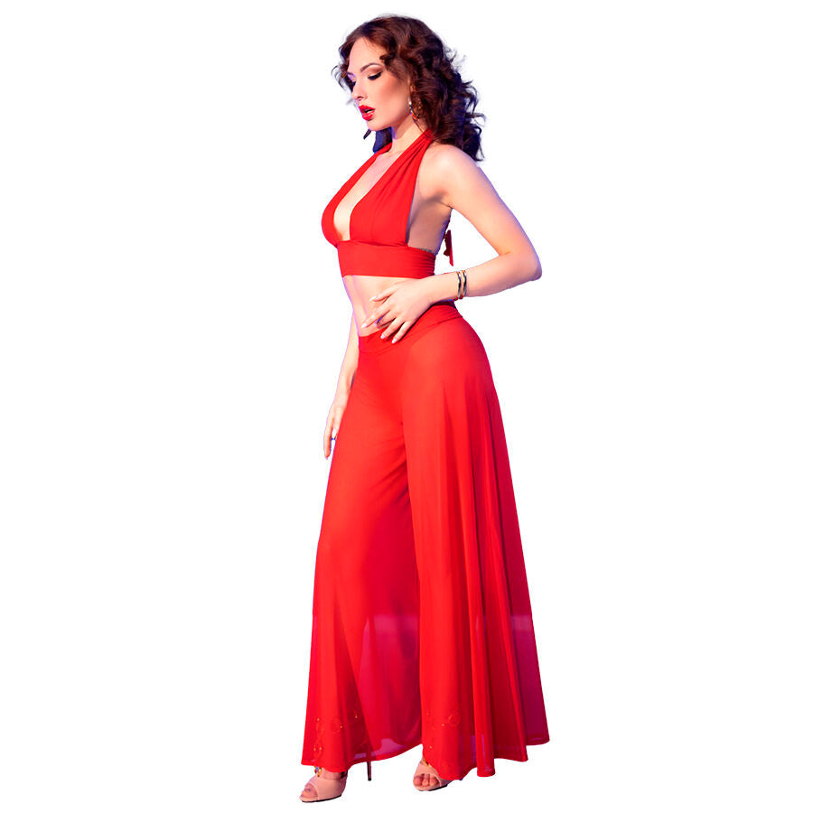 Chilirose - Cr 4857 Conjunto de Blusa e Calça Vermelha Tamanho Gg